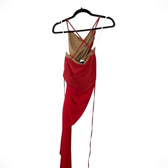 Michael Costello x Revolve Follie Dress red mesh maxi mini gown slip Sz XS NWT - Picture 6 of 16